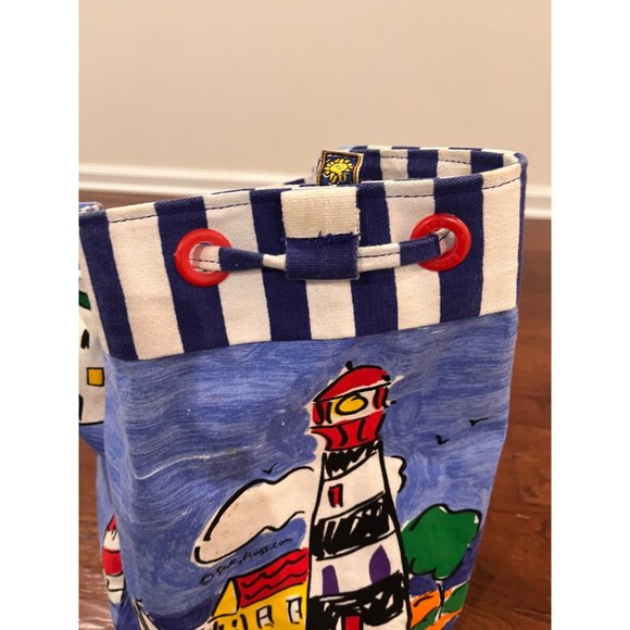 Sally Hess Lighthouse Canvas Tote Barrel Bag Backpack - Picture 3 of 11